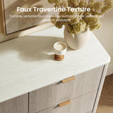 ModernMate 9 Drawer Dresser for Bedroom, 63" Wide Dresser with Faux Travertine Texture Top & Smooth Glide Drawers, Large Clothes Dressers for Bedroom Storage, Modern Tall Chest of Drawers, Grey