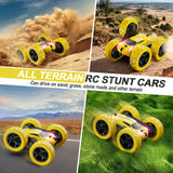 QUNREDA Remote Control Car,RC Car Toys for 6-12 Year Old Boys, Off Road RC Stunt Car 4WD 360° Rotating Remote Control Car for Kids, Boys Girls Gifts for Birthday, Christmas Yellow