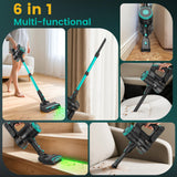 Zefiro Cordless Vacuum Cleaner for Home,45Mins Runtime Stick Vacuum Cleaners, Anti-Tangle and 1.5L Dust Cup, Lightweight Vacuum for Hardwood Floor Carpet Pet Hair (Green)