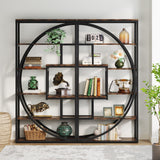 Tribesigns Bookshelf, Industrial 5-Tier Etagere Bookcase, 70.8" Tall Bookshelf with 8 Storage Shelf, Book Shelf Display Tack Shelving Unit for Home Office (Rustic Brown, 2PC)