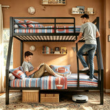 nesture. Bunk Bed Twin Over Full, Heavy Duty Metal Bunkbeds with Full-Length Guardrail, Space-Saving Steel Bed for Kids & Adults, No Box Spring Required, Black