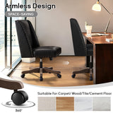 Upholstered Armless Office Chair Faux Leather Swivel Home Desk Office Chair