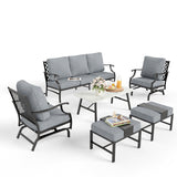 MIXPATIO 6-Piece Patio Conversation Set, Rocking Chairs, Coffee Table, Grey