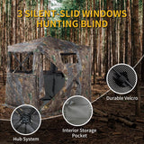 FUNHORUN Hunting Blind 270 Degree See Through Ground Blind with Chair and Carrying Bag, 2/3 Person Pop Up Camouflage Tent Portable Concealed Shelter