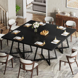 Tribesigns Square Dining Table Set of 6, 31.5" Industrial Dinner Table with Metal Base, Kitchen Table for Dining Room, Small Space, Apartment, Black (Chairs are not Included)