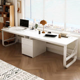Large Double Gaming Desk for 2 Wooden Writing Table for Home Office 94.48in Long Study Desk Modern Two Person Computer Desk (White)