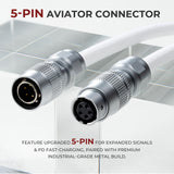 XVX L75 Air Low Profile Mechanical Keyboard Wireless w/Pro V2 Push‑Pull Fast‑Locking Aviator Coiled USB‑C Cable-White