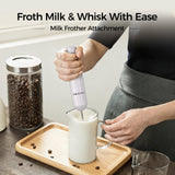 Cordless Hand Blender, 12V Rechargeable Immersion Blender with Brushless Motor, 60+ Bowls per Charge, 2-Blade, Auto Lock, Whisk & Frother for Soup, Smoothies, Baby Food
