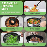 Silicone Cooking Utensil Set, Homikit 15pcs Kitchen Utensils with Holder for Nonstick Cookware, Heat Resistant Nontoxic-Black