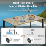 SUNSHINE VALLEY Patio Dining Set for 6, 60" Rectangle Metal Table, 6 Chairs