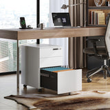 DEVAISE 3 Drawer File Cabinet with Combination Lock, Fully Assembled Metal Filling Cabinet Except Wheels, White