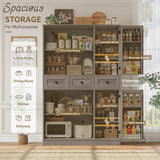 HITHOS Tall Kitchen Pantry Storage Cabinet w/Drawers & Shelves, Ash Gray