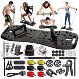 LALAHIGH Portable Home Gym System: Large Compact Push Up Board, Pilates Bar & 20 Fitness Accessories with Resistance Bands Ab Roller Wheel - Full Body Workout for Men and Women, Gift for Boyfriend LALAHIGH