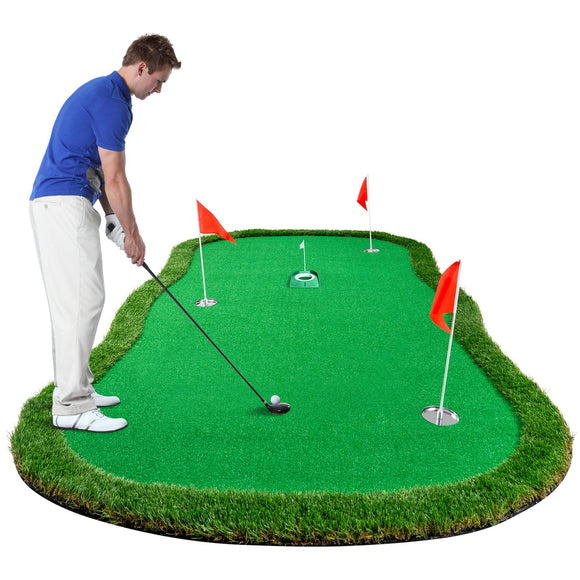 Golf Putting Green,5x10ft Thickening Professional Large Golf Putting Mat with Realistic Turf and Metal Putter Wekin