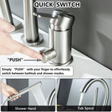 SUBEIXI Roman Tub Faucet with Hand Shower 3 Hole Deck Mount Tub Filler Bathtub Faucet with Sprayer High Flow Bathtub Faucet Set, Brush Nickel