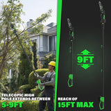 SOYUS 2-IN-1 Cordless Pole Saw & 8-Inch Mini Chainsaw for Tree Trimming, 21V Electric Pole Chainsaw with 2x 3.0Ah Batteries, Brushless Motor, Max Reach 15ft, Pole Saw for Thick Branch Cutting