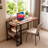 GarveeHome 38.6 inch Folding Desk Writing Computer Desk with Storage Shelf