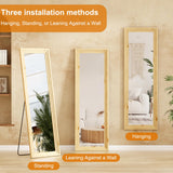 ZHUNFA Full Length Mirror,65x22 Inch Full Length Mirror Wall Mounted,Vertical Hanging,Leaning Standing for Bedroom,Living Room,Rectangular Wooden Frame,Log Color.