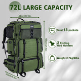 Goture Fishing Backpack with Cooler, 72L 600D Tackle Backpack Included 4 3700 Tackle Boxes, Dry & Wet Split Compartment, Large Fishing Tackle Bag with Rod Holders,Rain Cover for Travel Camping Hiking