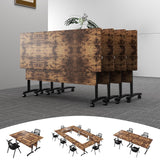 4Pack Folding Conference Room Tables,Modular Mobile Conference Table,Dynamic Joinable Seminar Training Table,Stackable Office Meeting Tables for Classroom Training Center Library(4,Brown,47.2in)