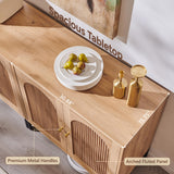 IFGET 123.5" W Modern Arched Sideboard Buffet Cabinet with Storage, Natural