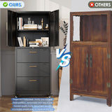 Storage Cabinet with 3 Drawers and 2 Doors, Lockable Rolling File Organizer on Wheels for Home Office Garage