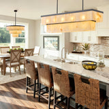 CEENWE Rectangle Alabaster Chandelier, L54 Linear Chandeliers Over Table Pendant Light Modern Mrable Rectangular Chandelier for Kitchen Island Dining Room Living Room 2-Tier Black(Include 16 Bulbs)