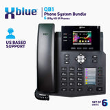 QB System Bundle with 6 IP9g IP Phones Including Auto Attendant, Voicemail, Cell & Remote Phone Extensions & Call Recording, Black, (QB1006) XBlue