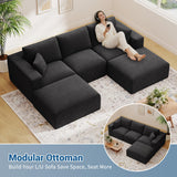 40" Oversized Square Corduroy Ottoman, Large Ottoman Pouf Footstool, Black