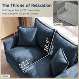 52" Loveseat Sofa, L-Shaped Cloud Love Seat Couches with Ottoman