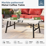 MFSTUDIO 4 Piece Metal Patio Furniture Set with Red Cushions