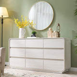 Standifurno White Dressers of 9 Drawers, Chest Dresser with Deep Drawers, Modern Dresser Closet for Bedroom, Curved Drawer with Large Storage, 57’’ Wide.