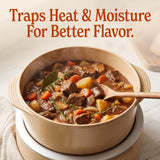 MAGNIFIQUE Slow Cooker, 4.5 Quart 8-in-1 Clay Pot Multi-Cooker, Non-Toxic Slow Cooker with Removable Clay Pot, for Rice, Pasta, Steam & Proof, Nonstick, Oven Safe Pot to 500°F, Brown