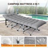 VINGLI Folding Camping Cot Bed,Camping Cots for Adults with Mattress, Foldable Cots for Sleeping with Pillow 1200D Layer Oxford for for Guest,Travel,Hiking Grey