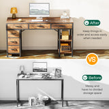 Huuger Computer Desk with 6 Drawers, Office Desk with Shelves