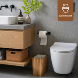 Coeusy 2 Gallon Wood Trash Can with Liner,Small Wooden Bathroom Trash Can