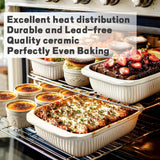 Artena Casserole Dishes For Oven, Ceramic Baking Dish, Large Lasagna Pan With Handles, Baking Pan Casserole Dish, Rectangular Bakeware Deep, White, Set Of 3 (5.1Qt/2.3Qt/1.1Qt) (Baking Dish With Lids)