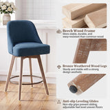 Bekrvio Swivel Counter Height Bar Stools Set of 4, 26" Seat Height, Blue