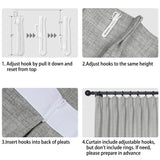 Macochico Extra Wide Pinch Pleated Linen Curtains for Sliding Door Patio Doors with Tieback, Natural Living Room Bedroom Curtain Privacy But Let Light in, 120”Wx96”L, Grey, 1 Panel