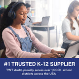 ThinkWrite Technologies TWT Audio Classroom Headphones – Duro 203 Over Ear Wired Headset for School, Students, Teachers, Durable Noise Reducing USB C for Kids, Testing & Learning - 20 Pack