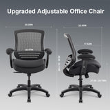 WITTLONG 400lbs Ergonomic Office Chair with Double Seat Cushion and Soft Armrests for Executive Computer Desk with Built-in Lumbar Support (Black)