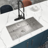 Kitchen Sink 30x18 Inch Undermount Sink Stainless Steel 16 Gauge Single Bowl Kitchen Sinks Set (5 Item Bundle: Sink, Bottom Grid, Drain Assembly, Drain Cap, Towel)