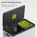 rash Can with Recycle Bin, Stainless Steel Garbage Can with Lid