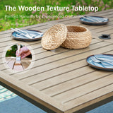 PHI VILLA Patio Dining Set for 6, Stackable Chairs&Wood-Like Table