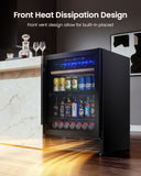 ICEVIVAL 24 In Beverage Refrigerator, 112 Cans & 8 Bottles Wine Fridge with Double-Layer Glass Door, Built-In or Freestanding Wine and Beverage