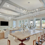 kvtinmty Modern Crystal Silver Chandelier, 55" Large Rectangular Oval Tree Branch Crystal Chandeliers for Dining Room,16-Light Flush Mount K9 Crystal Chandeliers, for Kitchen Island,Dining Room