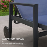 PURPLE LEAF Pool Chaise Lounge, Aluminum 2-Piece Set with Armrests, Navy
