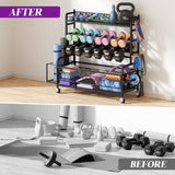 XXL-Dumbbell Rack Weight Rack for Dumbbells, VOPEAK Home Gym Storage Rack for Yoga Mat Kettlebells and Strength Training Equipment, Weight Storage Holder Stand Rack for Dumbbells with Wheels