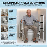 665lbs Toilet Safety Rail - Medical Grade Heavy Duty Bariatric Support Frame - No-Drill Stand Assist with Vacuum Suction Cup & Foam Handles - Adjustable Height & Width for Seniors, Post-Surgery
