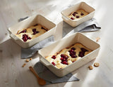 Kook Ceramic Bakeware Set, Rectangular Baking Dishes, For Casseroles, Lasagna, Cake, Small, Medium & Large Pans, Microwave & Dishwasher Safe, Set of 3, (Ivory)